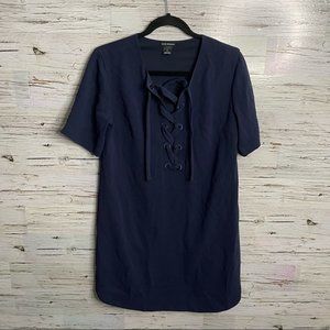 Club Monaco blue tee shirt dress lace up size 4